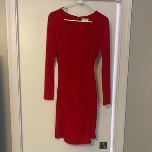 Calvin Klein Vibrant Red Long Sleeve Dress